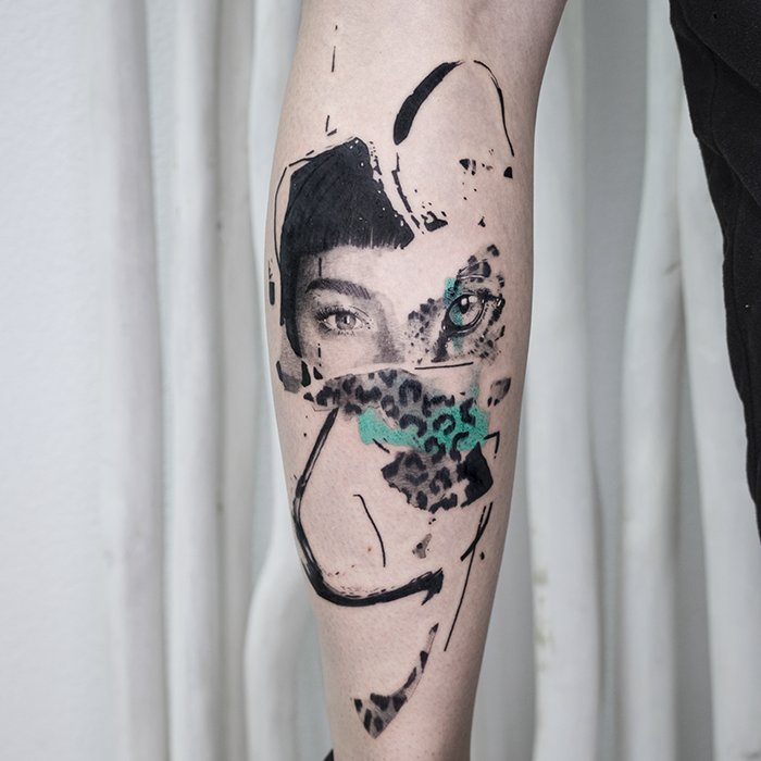 Tattoo tatuaje realismo abstracto tigre Leire Mdmi Asanoha Tattoo Studio Pamplona Iruña