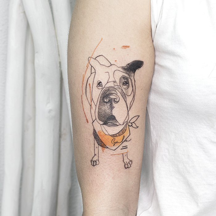 Tattoo Frida perro color